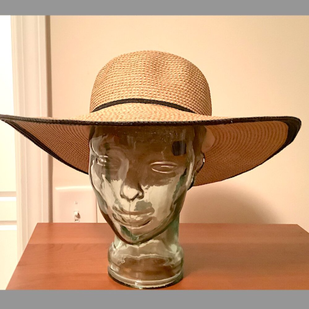 Charter Club Beige  Summer Hat -  wide Panama-style brim,  polyester blend -NWOT